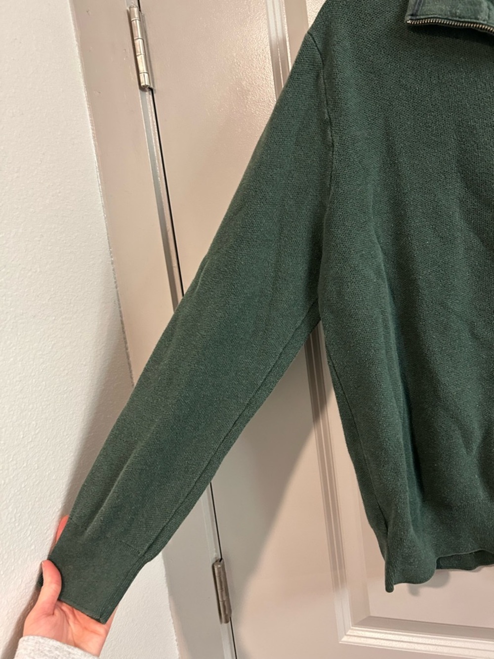 Polo by Ralph Lauren Men's Green Pima Cotton Quarter-Zip Sweater - Picture 3 of 5